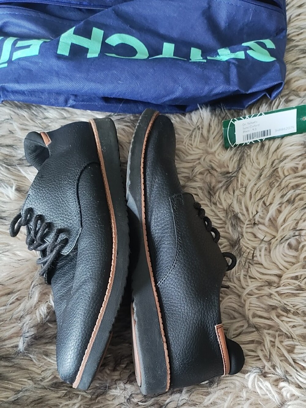 Dr. Scholl's Black Men's Lace-Up Oxfords with Brown Trim